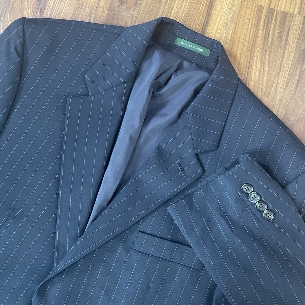 Lauren Ralph Lauren Men’s 44 L Black Pinstripe Wool Blazer Jacket Sports Coat